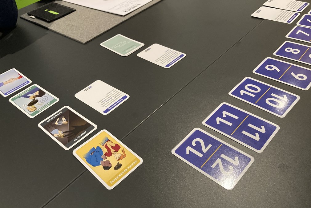 Nahaufnahme der Spielkarten des Planspiel: Schau hin und sag was!