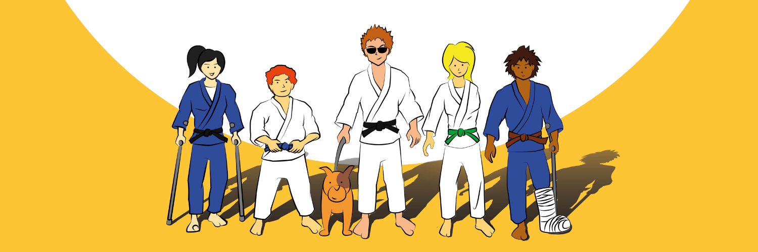 Illustration verschiedener Judoka mit unterschiedlichen Handicaps.