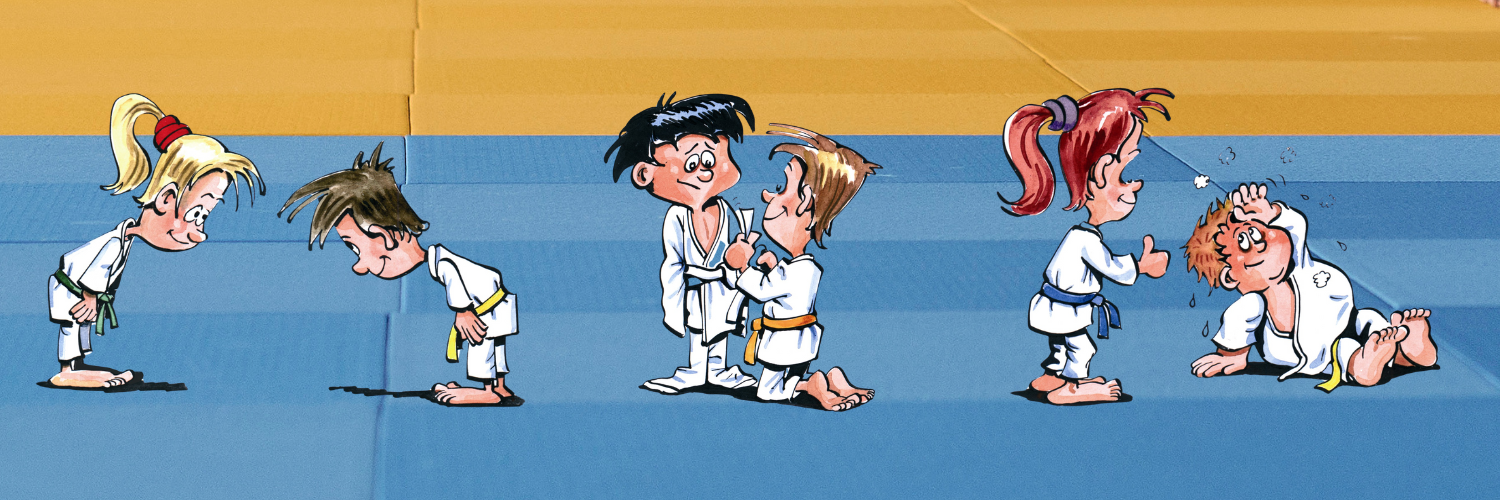 Illustration von Judoka, die die Judo-Werte repraesentieren.